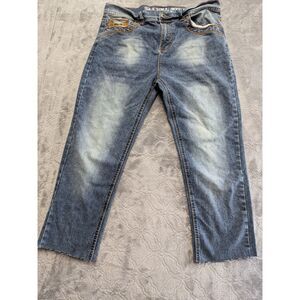 1738 Dynasty Jeans Mens 36x31 Y2K Distressed Cut Hem Bootcut Denim